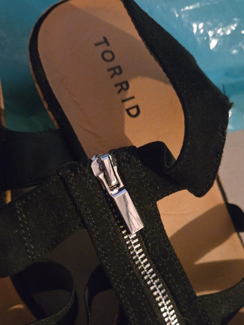 torrid Black Zip-Strap Espadrille Wedge Sandals - Picture 4 of 5